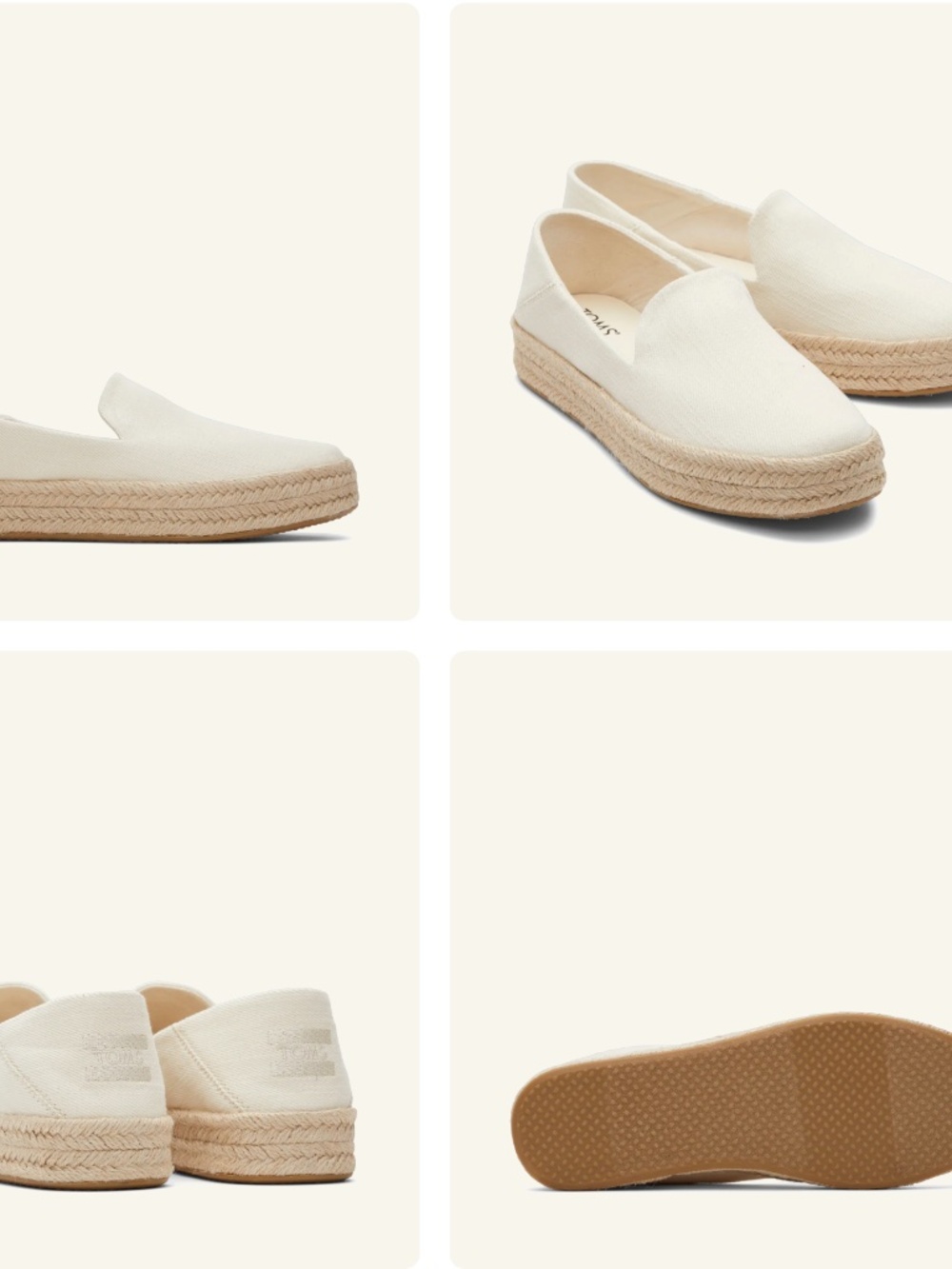 TOMS Carolina Natural Twill Espadrille Platform Slip Ons Women’s Size 7